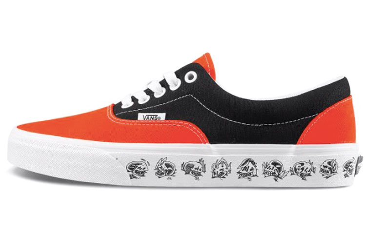 Vans Era Skeleton Printing Retro Casual Canvas Shoes Black Orange Colorblock 'Black Orange' VN0A38FRT5M