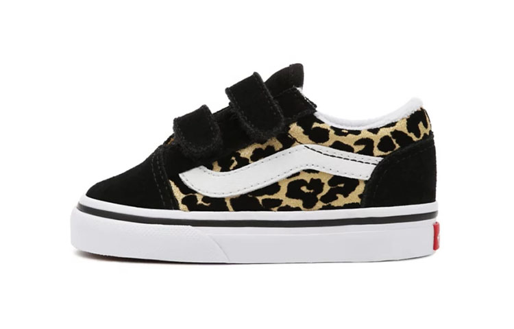 Vans Flocked Leopard Old Skool Velcro Low-Top Sneakers Black/Yellow BP VN000D3YABS