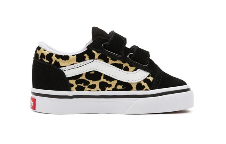 Order Vans Flocked Leopard Old Skool Velcro Low-Top Sneakers Black/Yellow BP VN000D3YABS