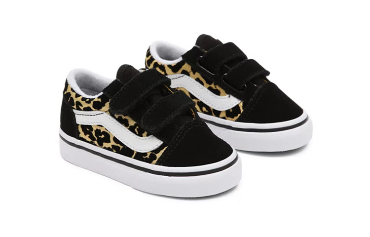 Lookbook Vans Flocked Leopard Old Skool Velcro Sepatu Hitam/Kuning BP VN000D3YABS