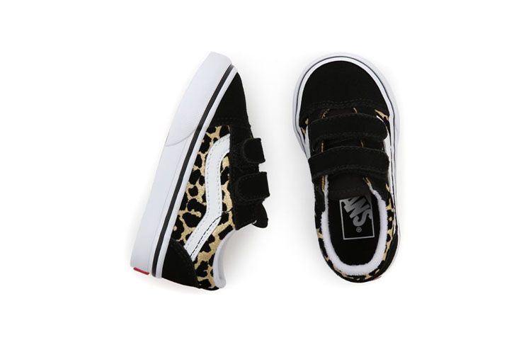 Shop Vans Flocked Leopard Old Skool Velcro Low-Top Sneakers Black/Yellow BP VN000D3YABS