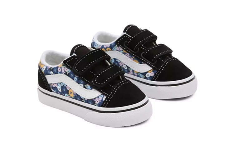 Lookbook Vans Old Skool Klittenband ''Zwart Blauw Bloemen'' VN000D3YFF1