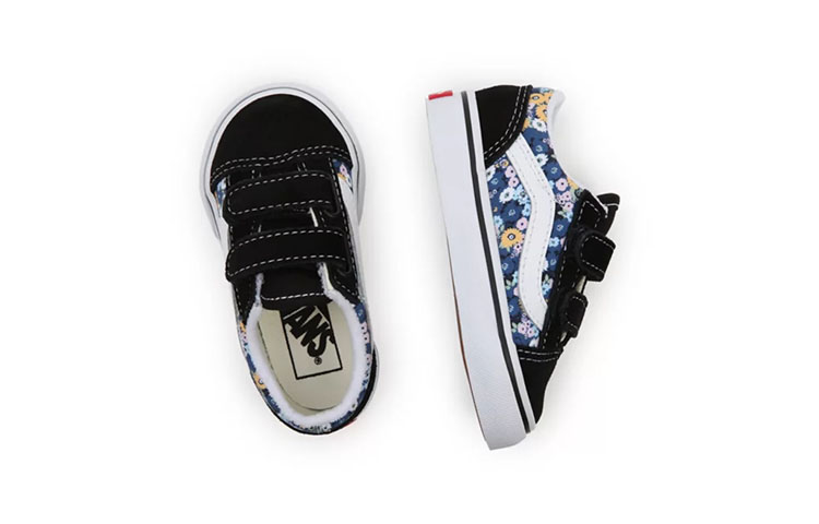 Shop Vans Old Skool Klittenband ''Zwart Blauw Bloemen'' VN000D3YFF1