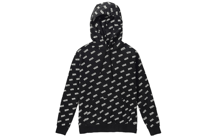 Vans Full Logo Print Fleece Hoodie Couple Style Black VN0A3QRXRS1