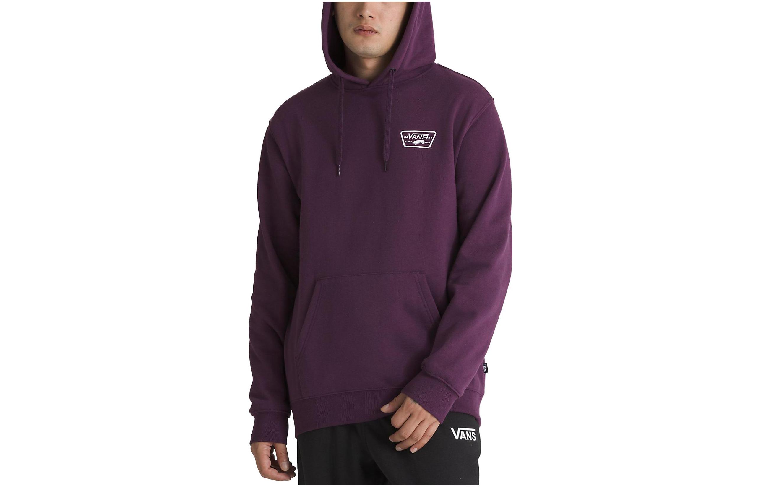 Vans Full Patched Pullover Hoodie Purple Letter Print Long Sleeve VN0A45CJBLK
