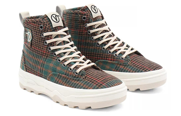 Lookbook Vans Fuzzy Plaid Sentry Wc 防滑耐磨 高筒休閒板鞋 女款 紅綠