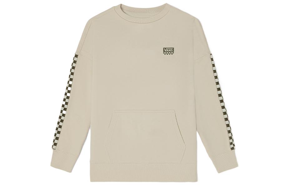 Vans FW22 Logo Print Checkerboard Crewneck Sweatshirt Beige Unisex Long Sleeve VN0009112N1
