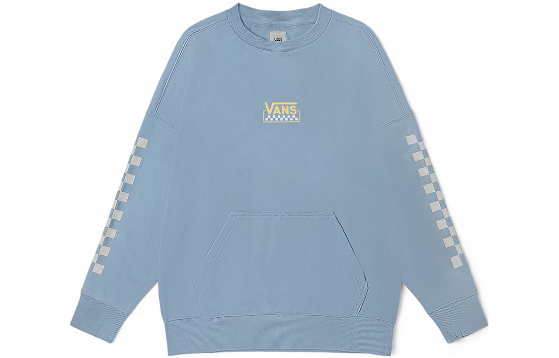 Vans FW22 Logo Print Checkerboard Crewneck Sweatshirt Unisex Blue VN0002BYBD2