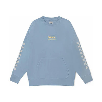 Vans FW22 Logo Print Checkerboard Crewneck Sweatshirt Unisex Blue VN0002BYBD2