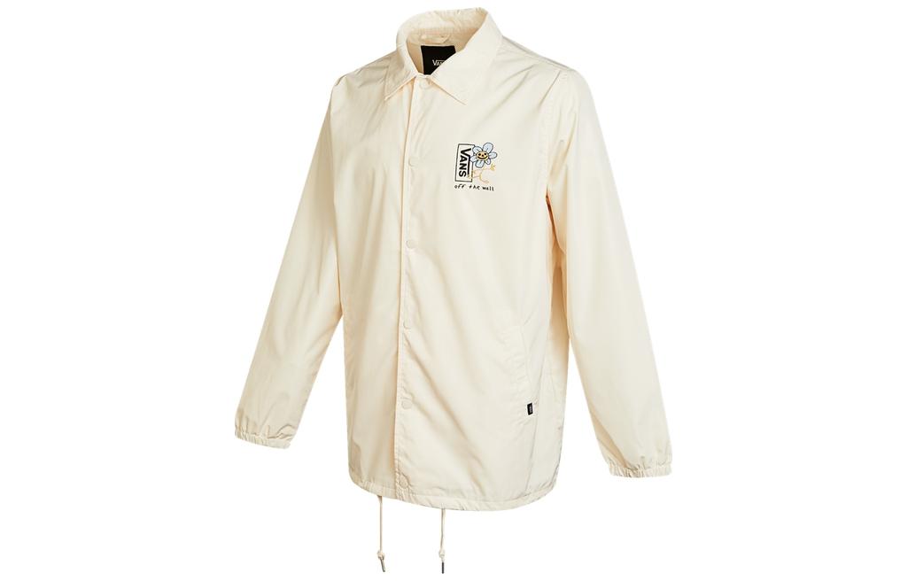 Vans FW22 Logo Print Drawstring Hem Shirt Collar Jacket Beige Outerwear VN0A5H7F3KS