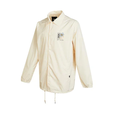 Vans FW22 Logo Print Drawstring Hem Shirt Collar Jacket Beige Outerwear VN0A5H7F3KS