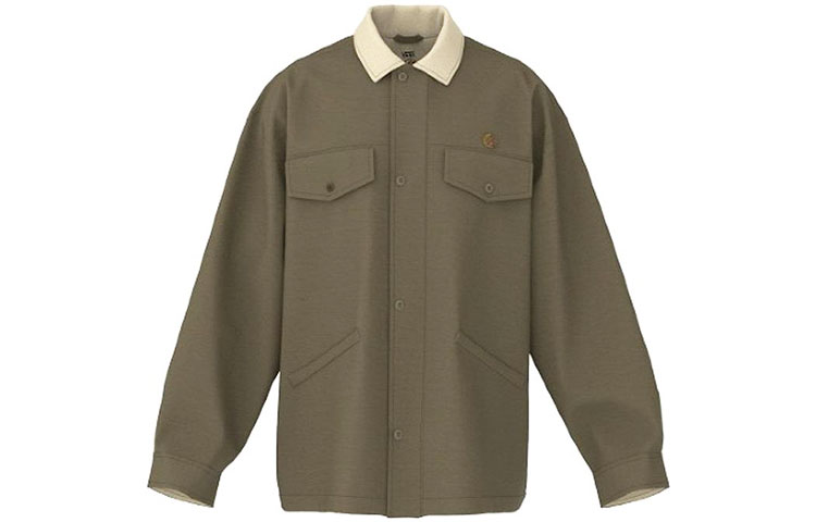 Vans FW22 Olive Green Colorblock Collared Long Sleeve Jacket VN0A7PTTZC61FO