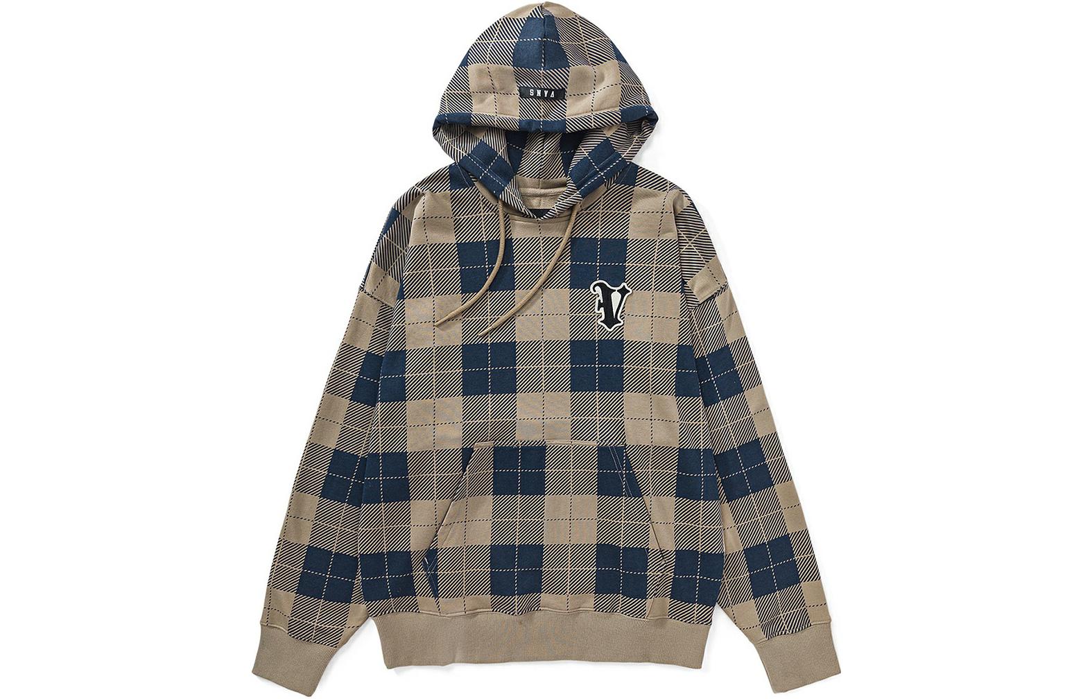 Vans FW22 Plaid Logo Patch Pullover Hoodie Brown Unisex VN0A7YGOY7Q