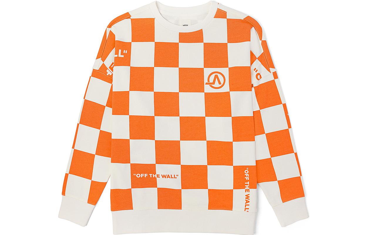 Vans FW22 Retro Colorblock Checkerboard Logo Crewneck Sweatshirt Orange Unisex VN000919BSW