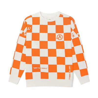 Vans FW22 Retro Colorblock Checkerboard Logo Crewneck Sweatshirt Orange Unisex VN000919BSW