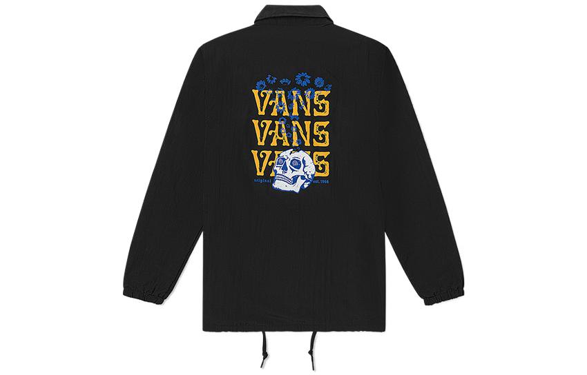 Vans FW22 Skeleton Print Collared Button-Up Shirt Jacket Black VN0A5H7JBLK