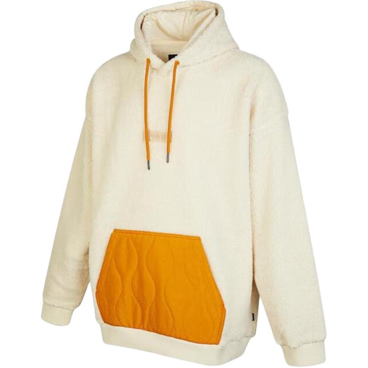 Vans FW22 White Pullover Hoodie with Drawstring and Front Pocket VN0A7YGI3KS
