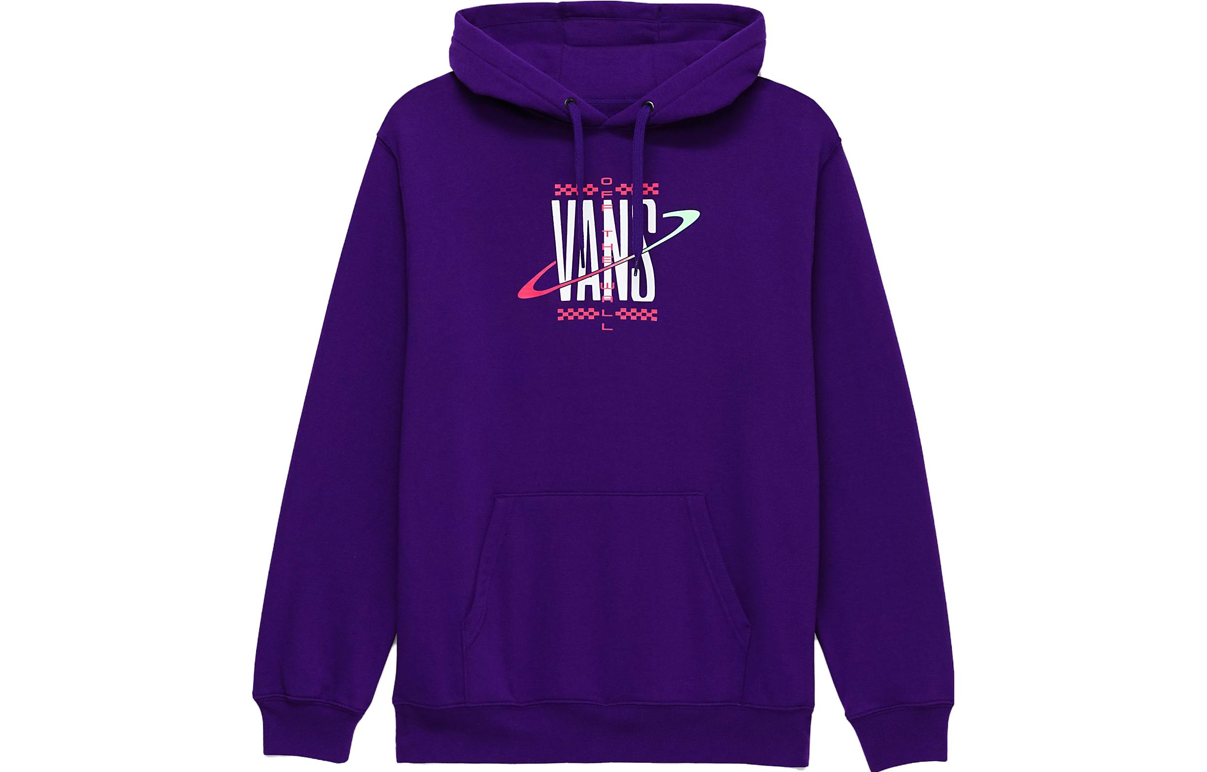 Vans FW23 Saturn Pullover Hoodie Purple Unisex Letter Print Sweatshirt VN00069ASF5