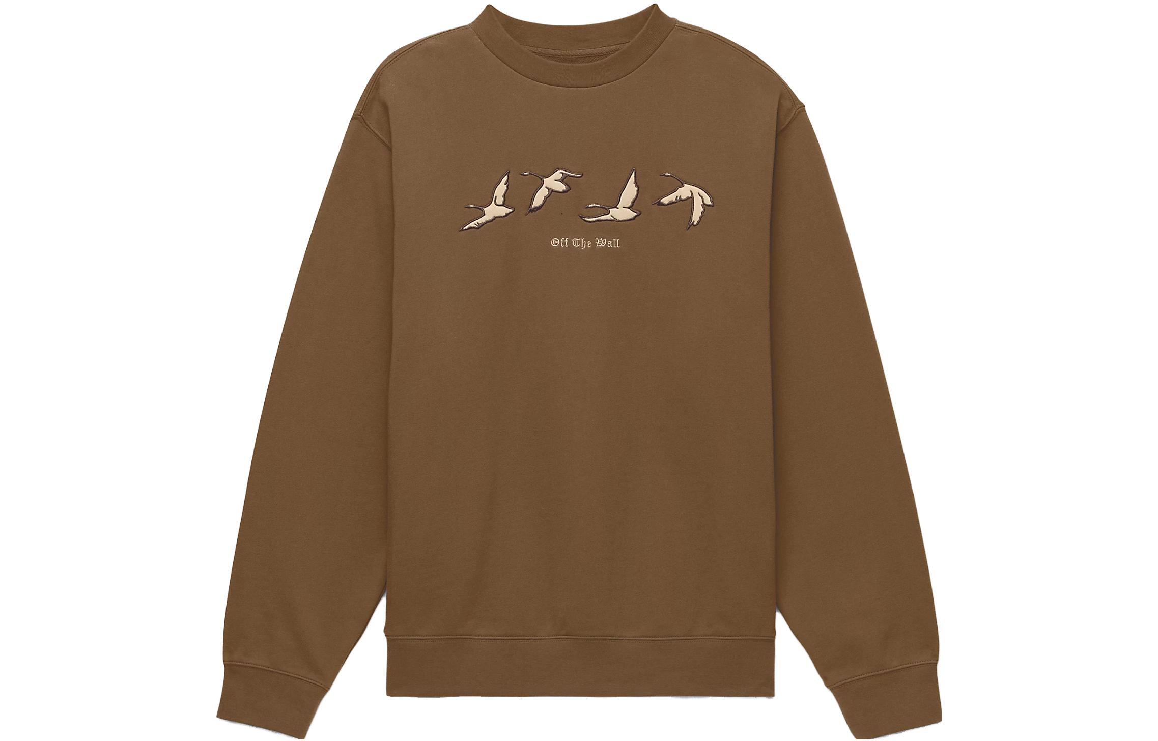 Vans Geese Crew Sweatshirt Brown Unisex Embroidered Pullover Casual Fit VN0006990E0