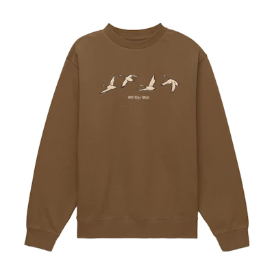 Vans Geese Crew Sweatshirt Brown Unisex Embroidered Pullover Casual Fit VN0006990E0