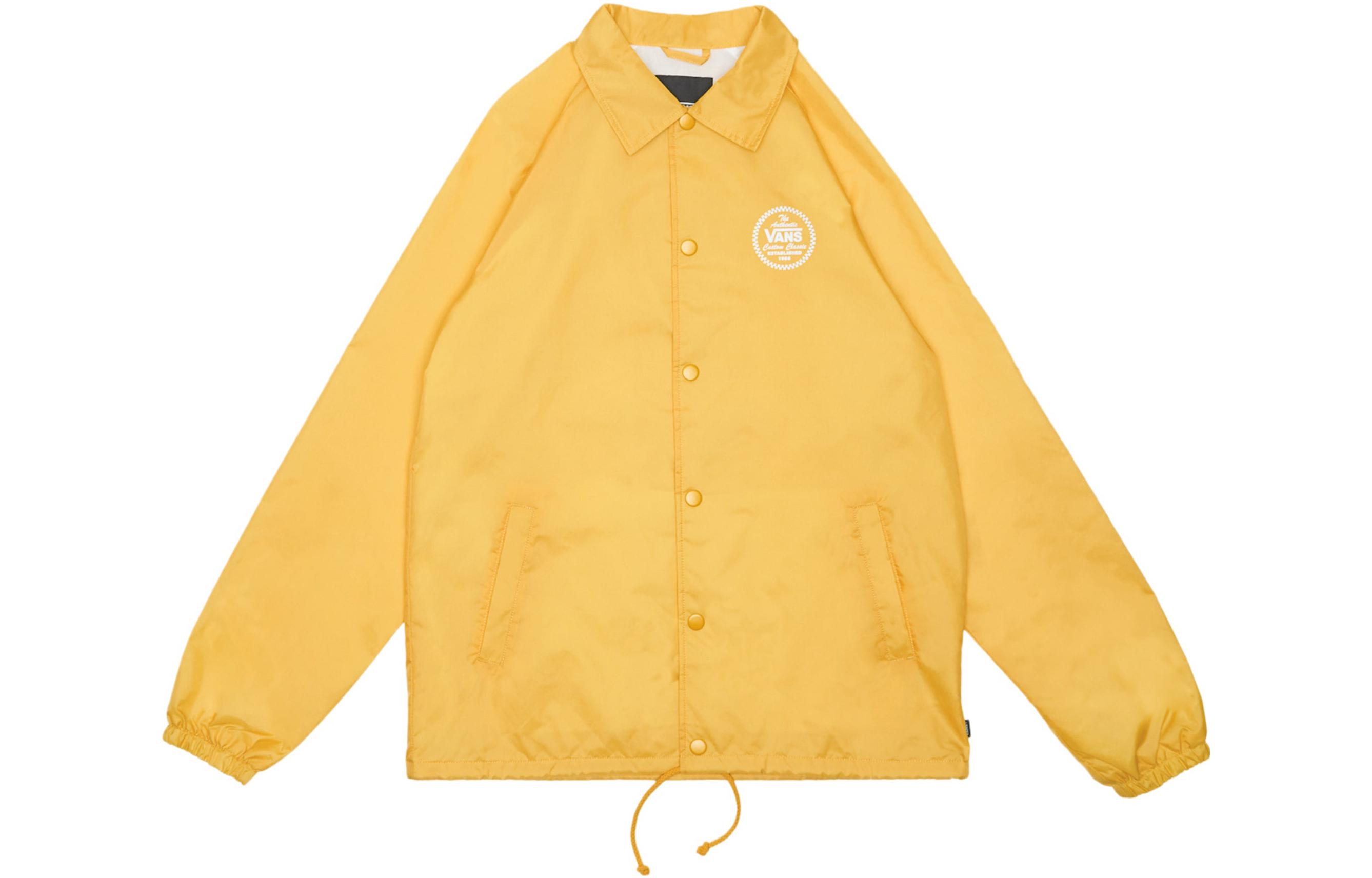 Vans Golden Glow Yellow Logo Print Single-Breasted Jacket for Men VN0A5KEYLSV