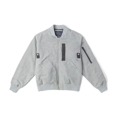Vans Gray Full-Zip Baseball Collar Bomber Jacket VN000KETGRH