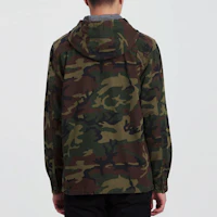 Sizing Vans Green Camo Utility Outdoor Jacket with Hood and Multiple Pockets VN0A36JLCMA