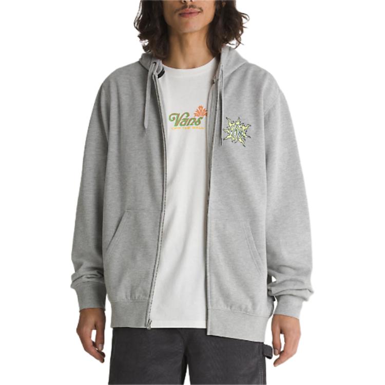 Vans GROWTH Logo Skull Floral Print Outdoor Hoodie Unisex Cement Grey VN000K2P02F