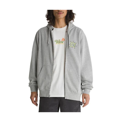 Vans GROWTH Logo Skull Floral Print Outdoor Hoodie Unisex Cement Grey VN000K2P02F