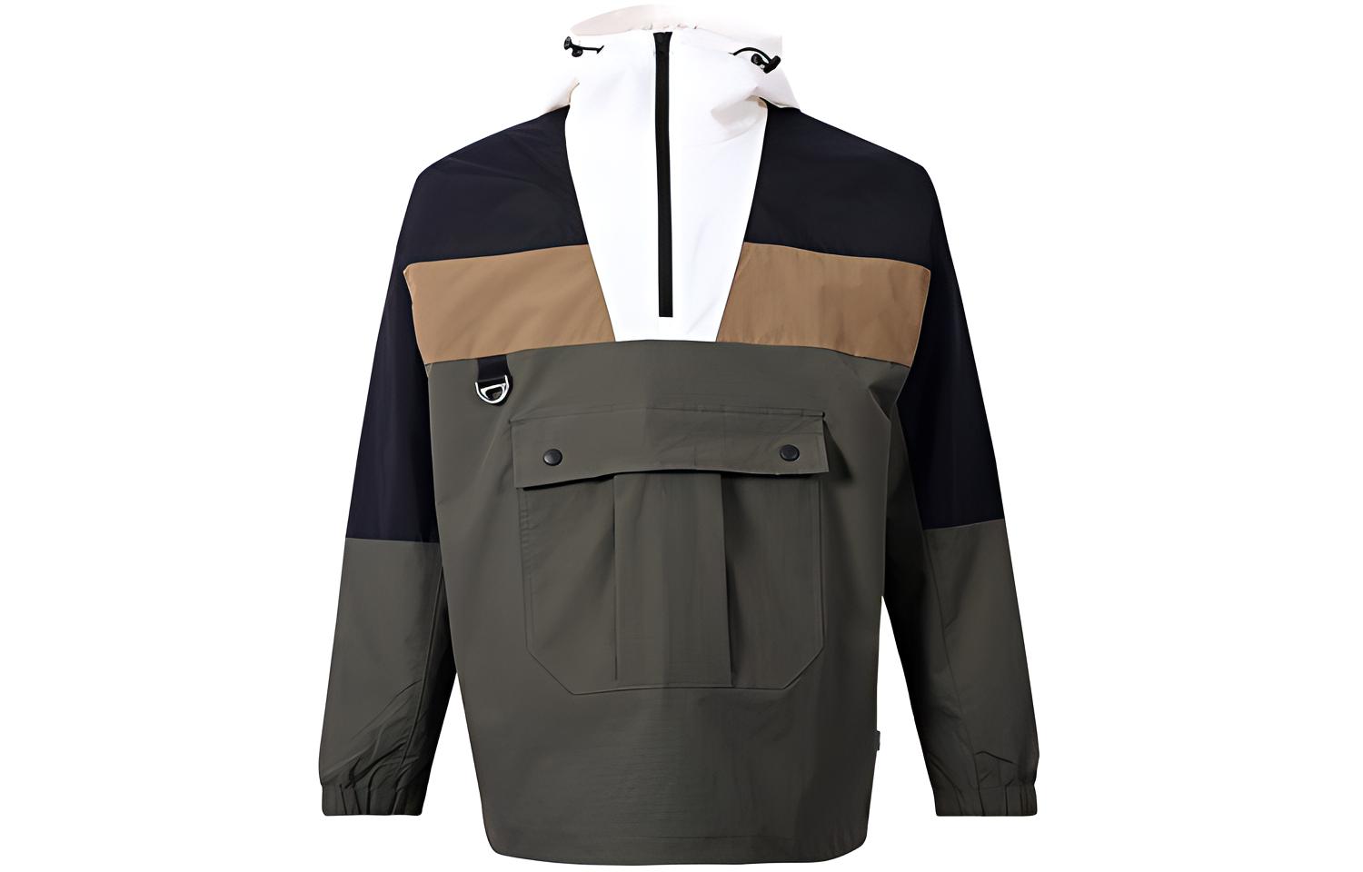 Vans Half-Zip Patchwork Casual Hoodie Jacket Unisex - Army Green VN0A54IVKCZ