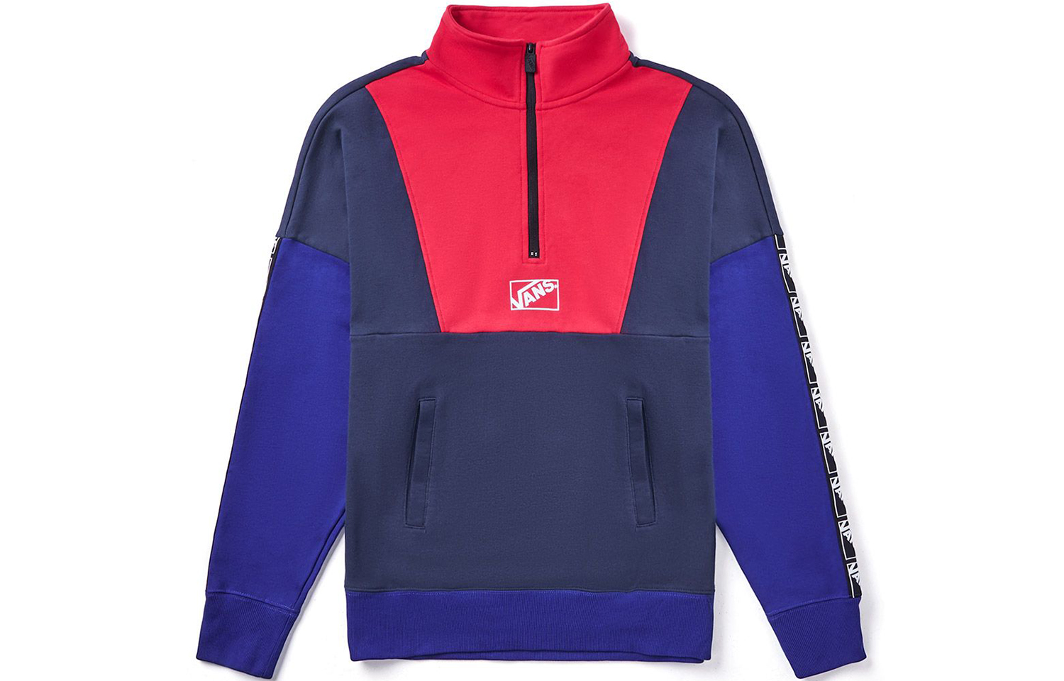 Vans Half-Zip Pullover Track Jacket Red Blue Unisex VN0A4BQO4NH
