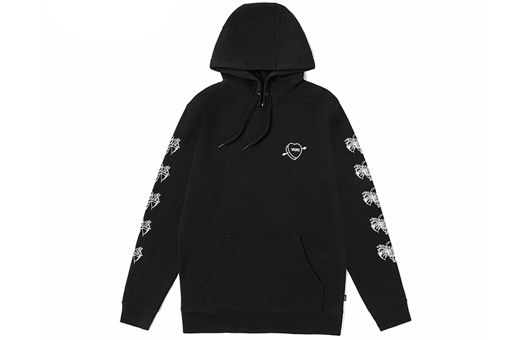 Vans Heart Pattern Pullover Hoodie Black - Unisex Sweatshirt VN0A54AHBLK