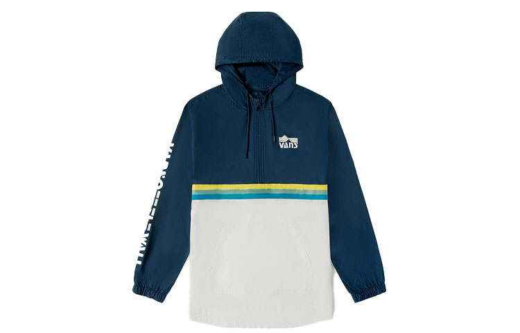 Vans High Elevation Half-Zip Windbreaker Jacket Blue White - VN0A4MT1K9T