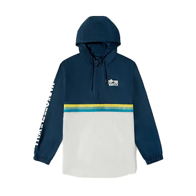 Vans High Elevation Half-Zip Windbreaker Jacket Blue White - VN0A4MT1K9T