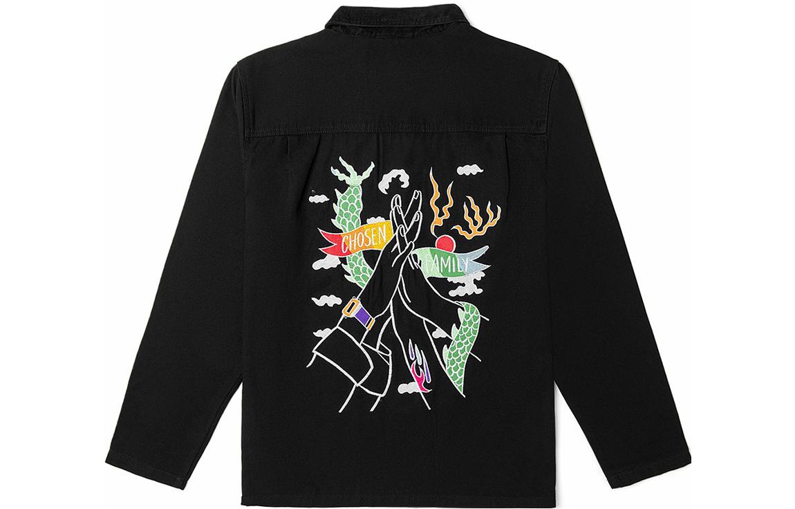 Vans KAITLIN CHAN Abstract Embroidery Collared Jacket Black Mens VN0A3WF1YSN1