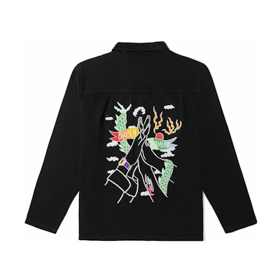 Vans KAITLIN CHAN Abstract Embroidery Collared Jacket Black Mens VN0A3WF1YSN1