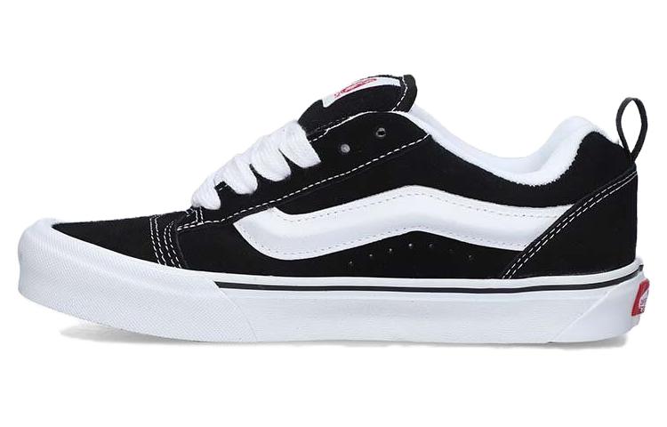 Vans Knu Skool Retro Canvas Low-Top Skate Shoes Black/White Casual Sneakers VN0009QC6BT1 (White Inner Lining)