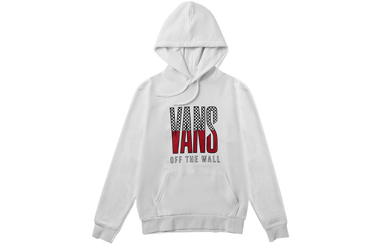 Vans Large Logo Plaid Print Hoodie Pullover Unisex - White VN0A48B9WHT
