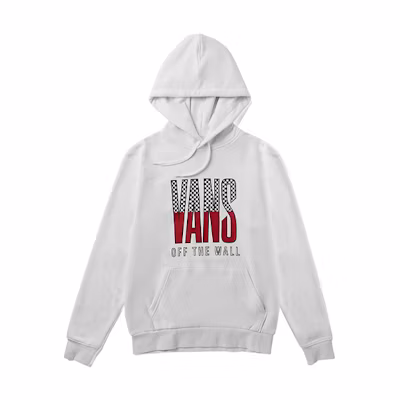 Vans Large Logo Plaid Print Hoodie Pullover Unisex - White VN0A48B9WHT
