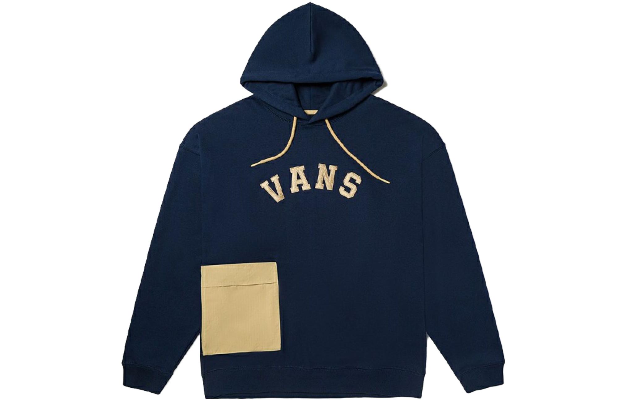 Vans Letter Logo Print Hooded Sweatshirt Unisex Deep Blue VN0002HBLKZ