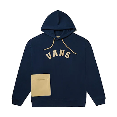 Vans Letter Logo Print Hooded Sweatshirt Unisex Deep Blue VN0002HBLKZ