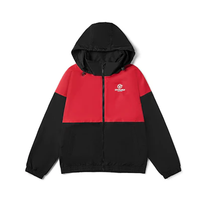 Vans Letter Print Colorblock Hoodie Jacket Unisex - Red VN0A489VIZQ