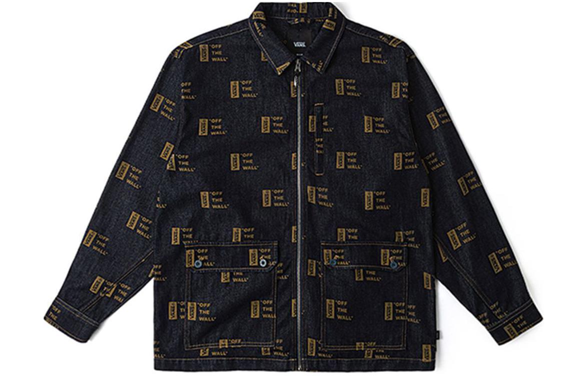 Vans Letter Print Zip-Up Jacket Loose Fit - Dark Blue VN000GXKCRE