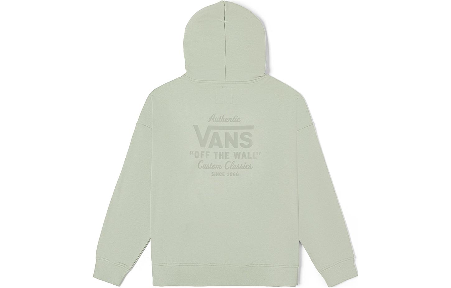 Vans Light Green Loose Fit Pullover Hoodie with Back Letter Print Unisex VN000H0TUDP