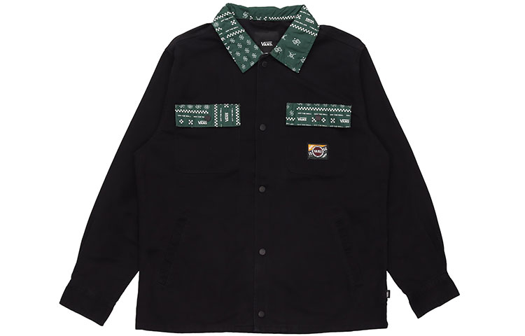 Vans Logo Casual Polo Collar Shirt Jacket Black VN0A5F77BLK