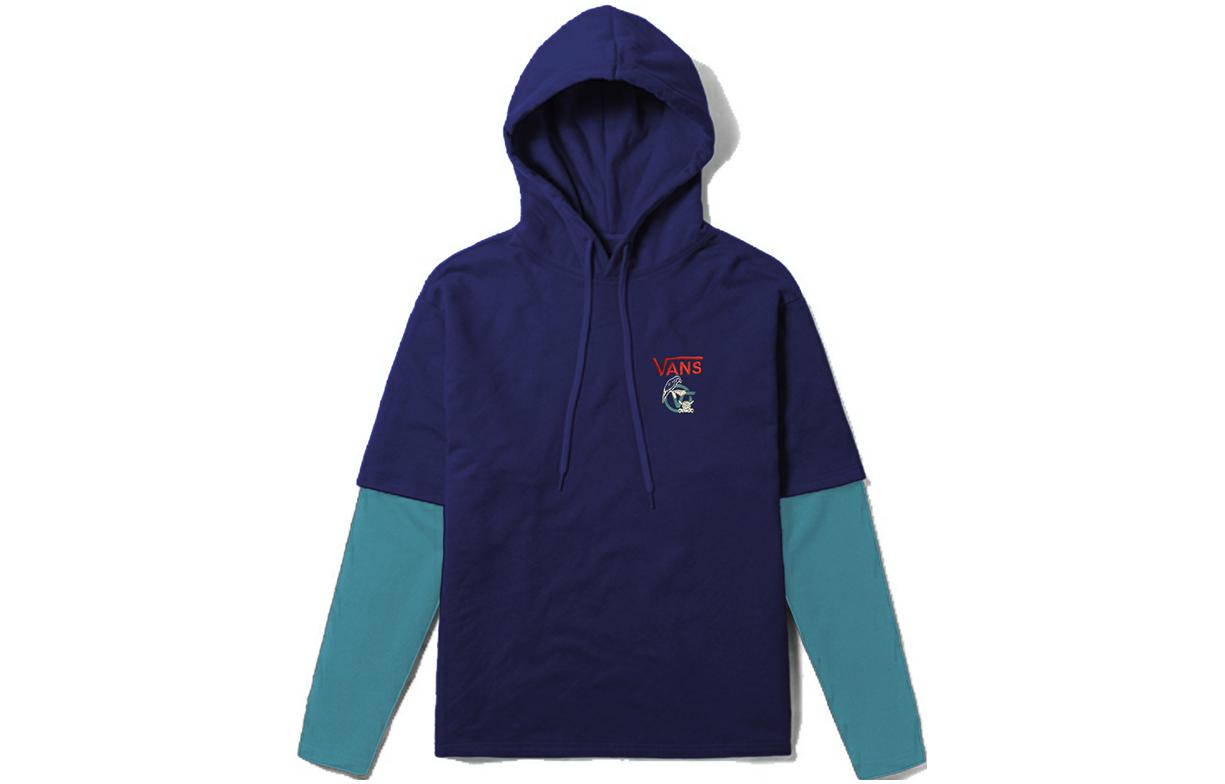 Vans Logo Colorblock Printed Hoodie Blue Unisex VN0A5F3PLKZ