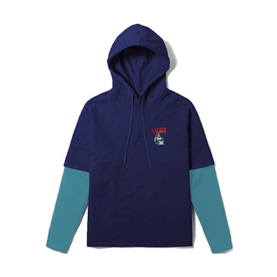 Vans Logo Colorblock Printed Hoodie Blue Unisex VN0A5F3PLKZ