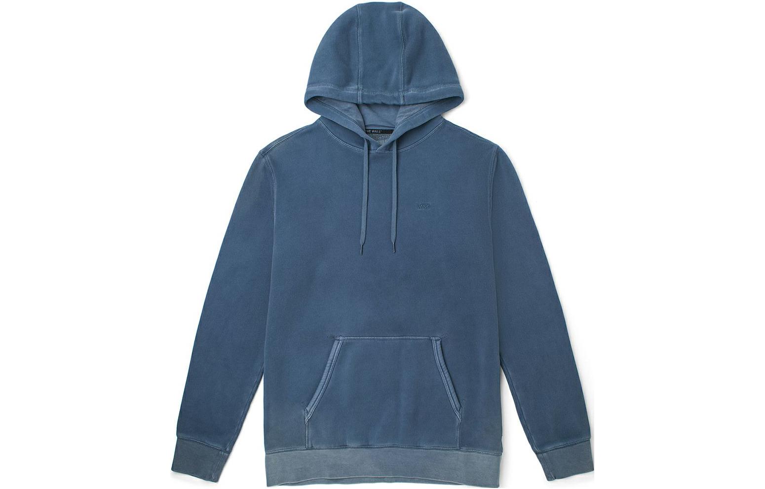 Vans Logo Embroidered Solid Color Hoodie (Unisex, Blue) VN0A7YCD-HKC