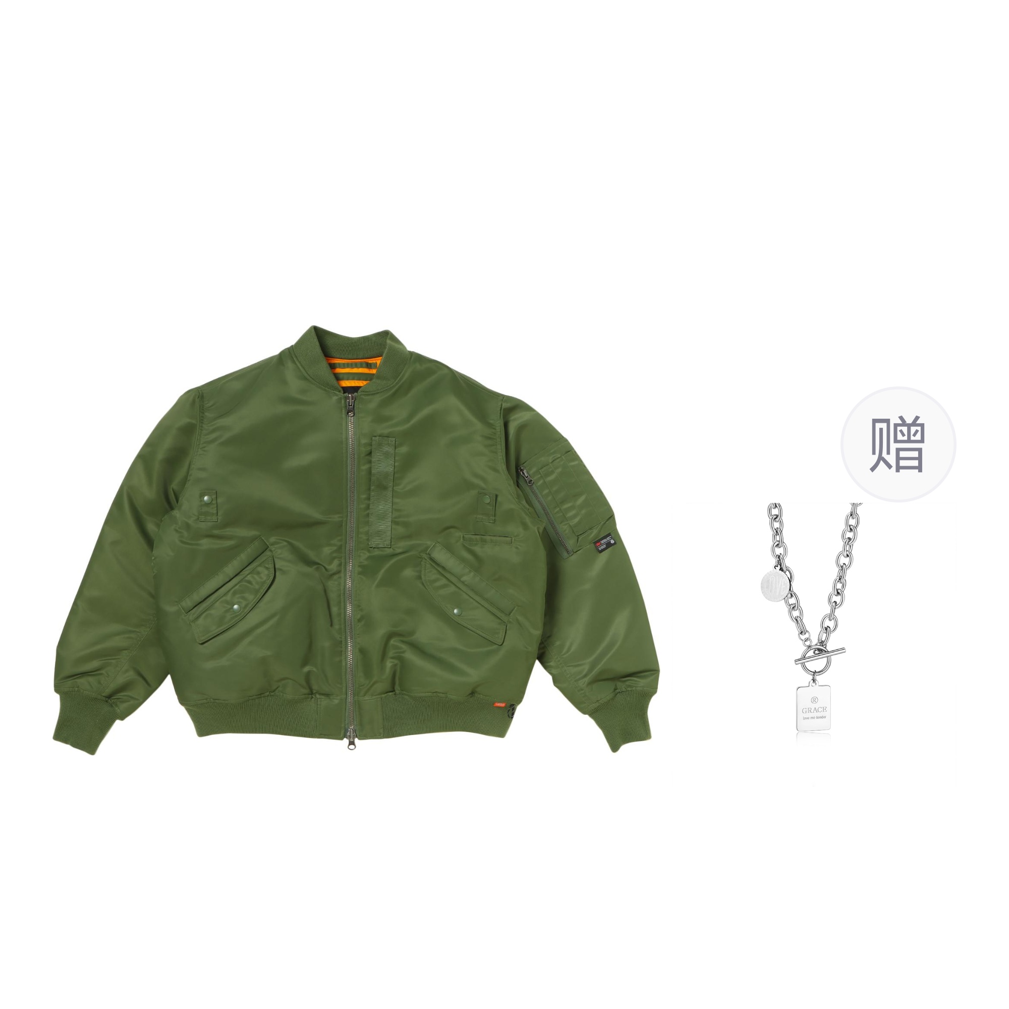 Vans Logo Fashion Casual Jacket Bronze Green Unisex with Necklace Gift VN000FSKZY4