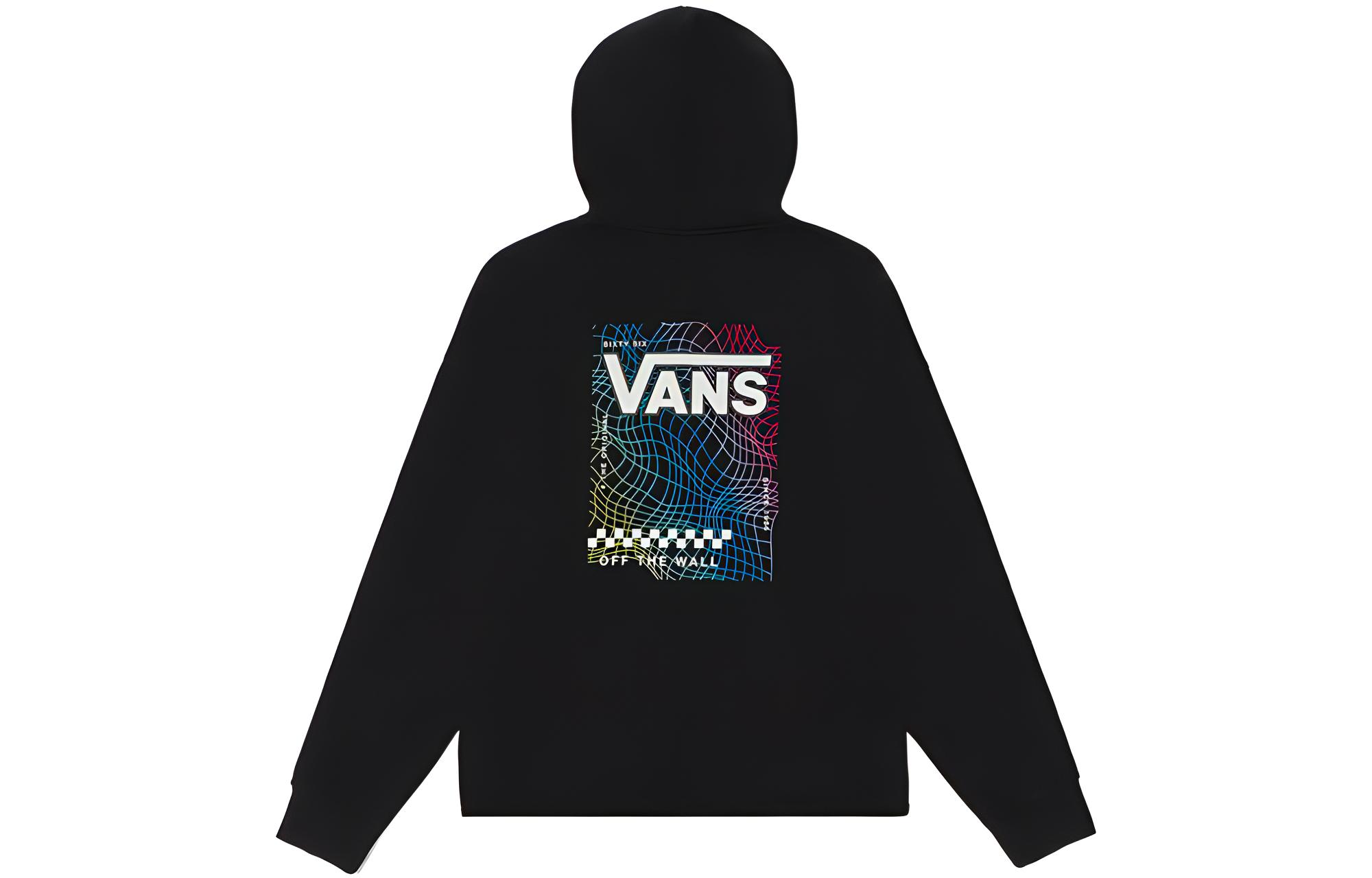 Vans Logo Graphic Print Pullover Hoodie Unisex Black Long Sleeve VN0A7YK2BLK